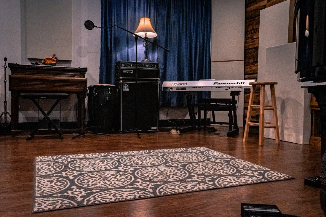 Live room with full drum kit